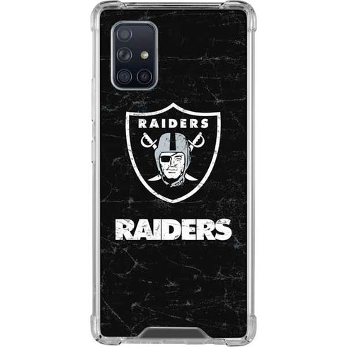 NFL Las Vegas Raiders Distressed Galaxy A71 5G Clear Case