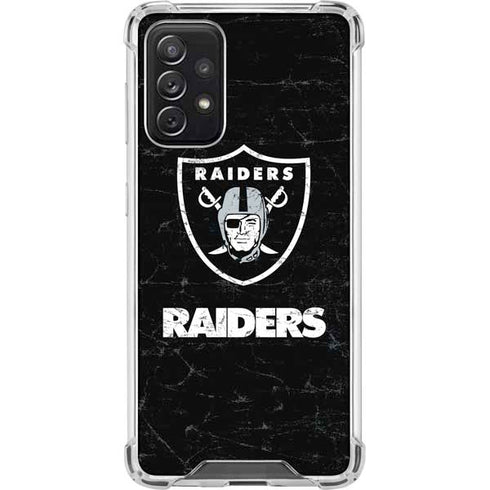 NFL Las Vegas Raiders Distressed Galaxy A72 5G Clear Case