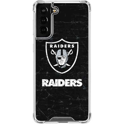 NFL Las Vegas Raiders Distressed Galaxy S21 FE Clear Case
