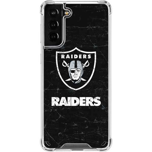 NFL Las Vegas Raiders Distressed Galaxy S21 Plus 5G Clear Case