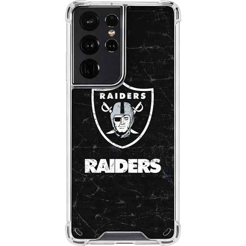NFL Las Vegas Raiders Distressed Galaxy S21 Ultra 5G Clear Case