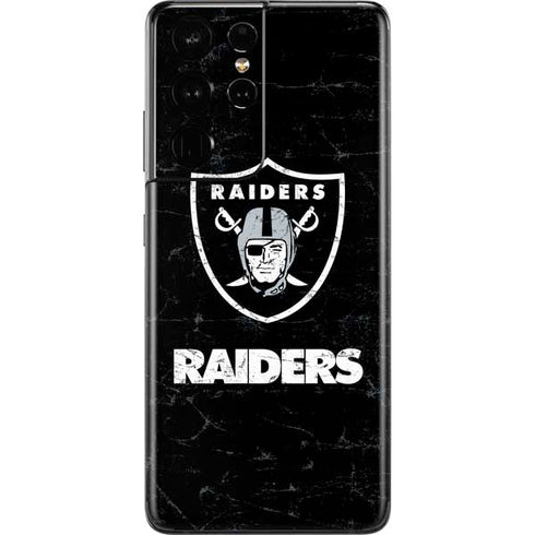 NFL Las Vegas Raiders Distressed Galaxy S21 Ultra 5G Skin