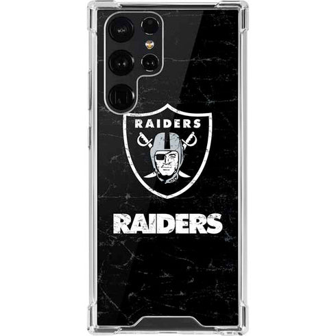 NFL Las Vegas Raiders Distressed Galaxy S22 Ultra Clear Case