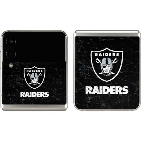 NFL Las Vegas Raiders Distressed Galaxy Z Flip3 5G Skin