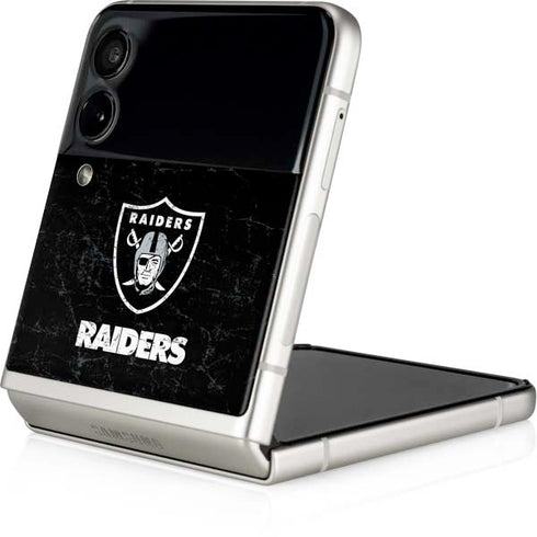 NFL Las Vegas Raiders Distressed Galaxy Z Flip3 5G Skin