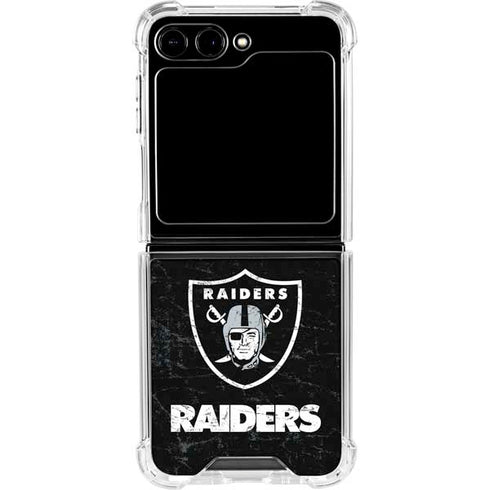 NFL Las Vegas Raiders Distressed Galaxy Z Flip5 5G Clear Case