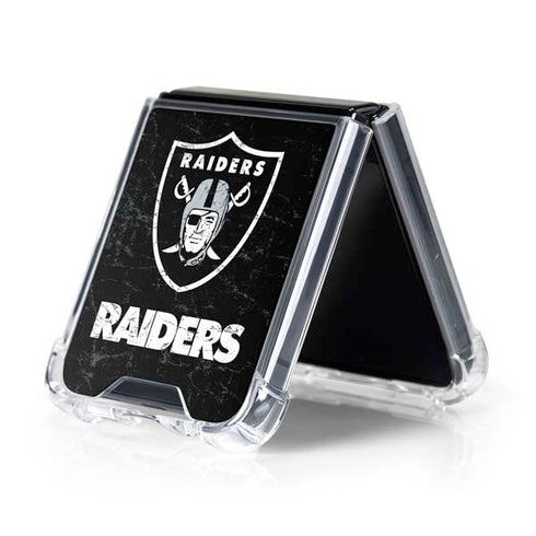NFL Las Vegas Raiders Distressed Galaxy Z Flip5 5G Clear Case