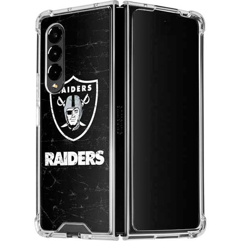 NFL Las Vegas Raiders Distressed Galaxy Z Fold4 5G Clear Case