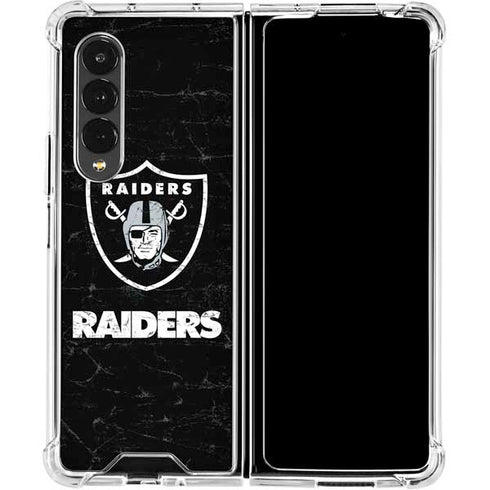 NFL Las Vegas Raiders Distressed Galaxy Z Fold4 5G Clear Case