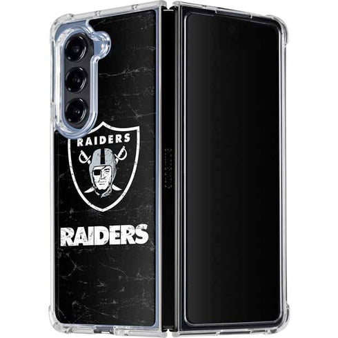 NFL Las Vegas Raiders Distressed Galaxy Z Fold5 5G Clear Case