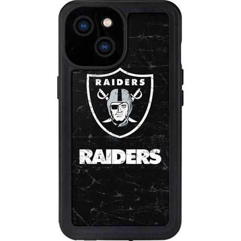 NFL Las Vegas Raiders Distressed iPhone 13 Mini Waterproof Case