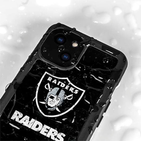 NFL Las Vegas Raiders Distressed iPhone 13 Mini Waterproof Case