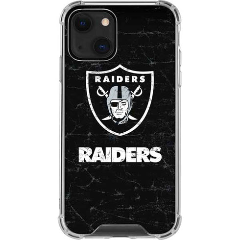 NFL Las Vegas Raiders Distressed iPhone 14 Plus Clear Case