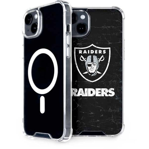 NFL Las Vegas Raiders Distressed iPhone 15 Plus MagSafe Case