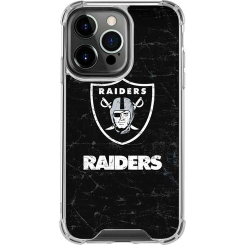 NFL Las Vegas Raiders Distressed iPhone 15 Pro Clear Case
