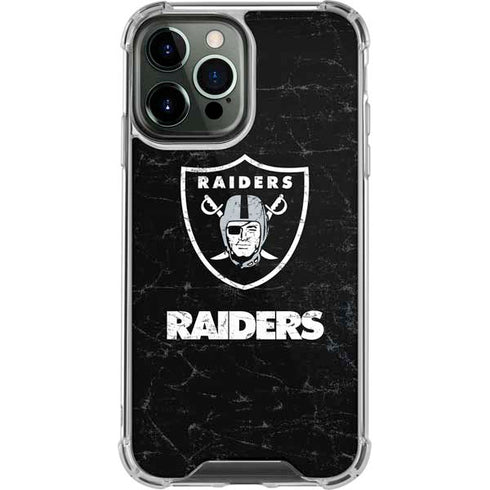 NFL Las Vegas Raiders Distressed iPhone 14 Pro Max Clear Case