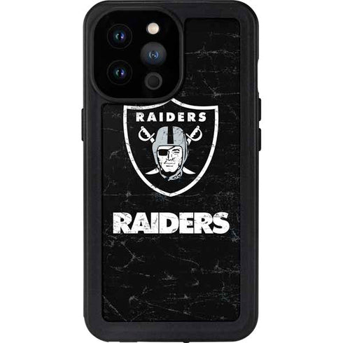 NFL Las Vegas Raiders Distressed iPhone 14 Pro Max Waterproof Case