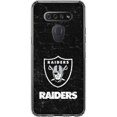 NFL Las Vegas Raiders Distressed LG K51/Q51 Clear Case