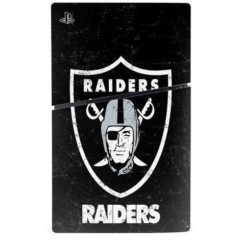 NFL Las Vegas Raiders Distressed PS5 Slim Disk Bundle Skin