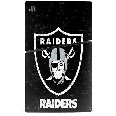 NFL Las Vegas Raiders Distressed PS5 Slim Disk Console Skin