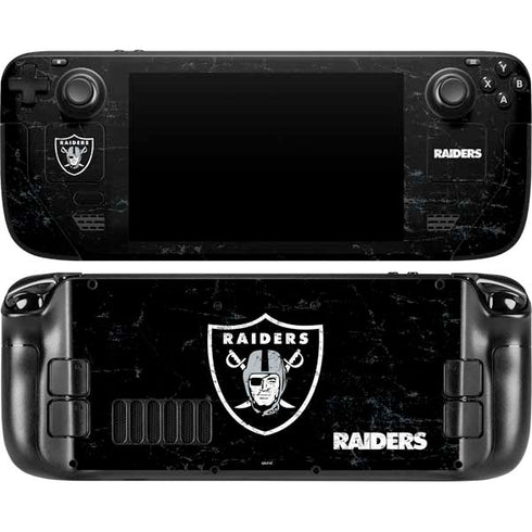NFL Las Vegas Raiders Distressed Steam Deck Handheld Gaming Computer Skin