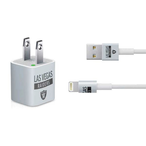 NFL Las Vegas Raiders Silver Performance Series iPhone Charger (5W USB) Skin