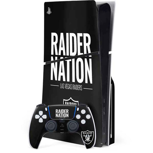 NFL Las Vegas Raiders Team Motto PS5 Slim Disk Bundle Skin