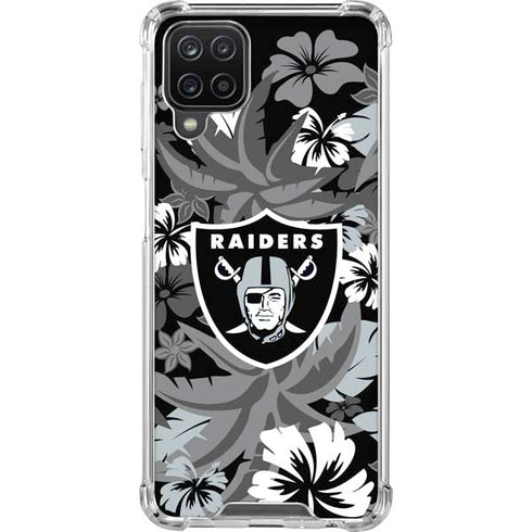 NFL Las Vegas Raiders Tropical Print Galaxy A12 Clear Case