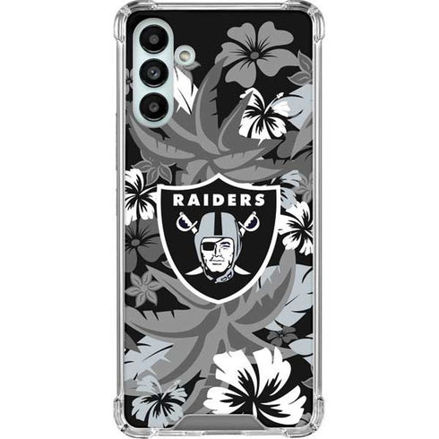 NFL Las Vegas Raiders Tropical Print Galaxy A13 5G Clear Case