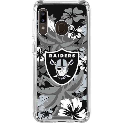NFL Las Vegas Raiders Tropical Print Galaxy A30 Clear Case