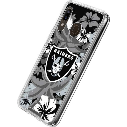 NFL Las Vegas Raiders Tropical Print Galaxy A30 Clear Case