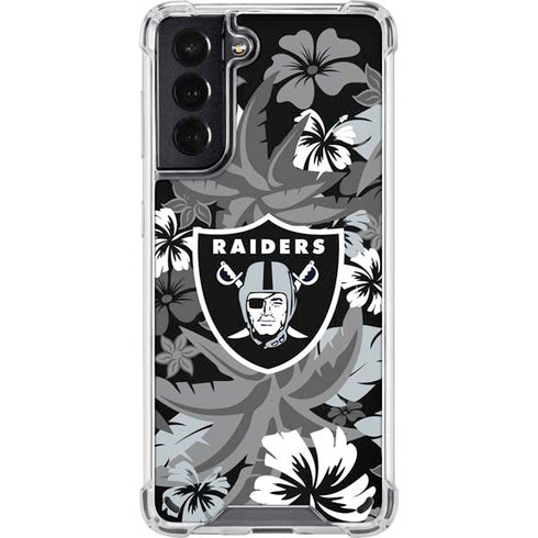 NFL Las Vegas Raiders Tropical Print Galaxy S21 5G Clear Case