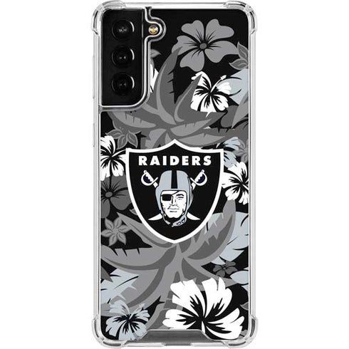 NFL Las Vegas Raiders Tropical Print Galaxy S21 FE Clear Case