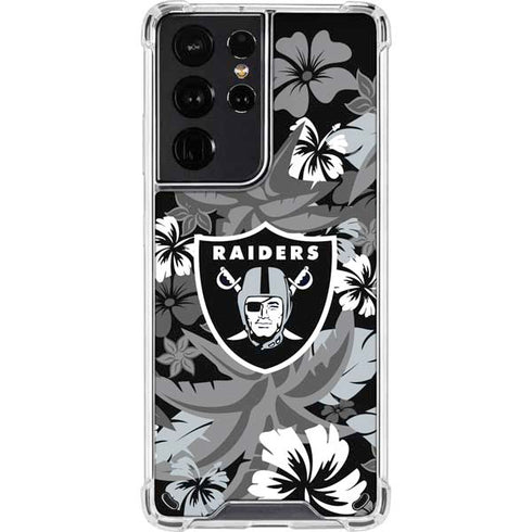 NFL Las Vegas Raiders Tropical Print Galaxy S21 Ultra 5G Clear Case