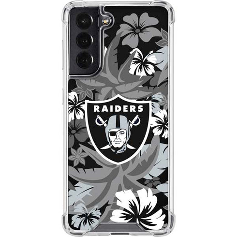 NFL Las Vegas Raiders Tropical Print Galaxy S22 Clear Case