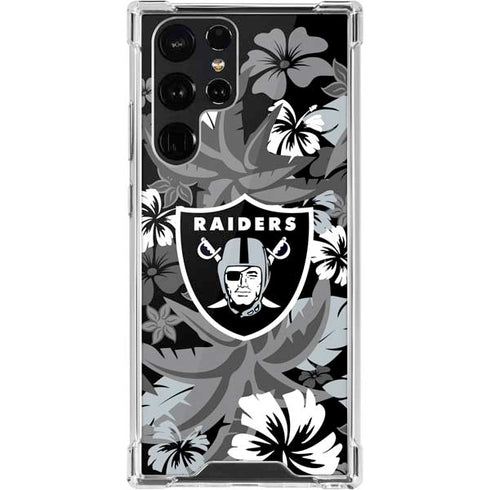 NFL Las Vegas Raiders Tropical Print Galaxy S22 Ultra Clear Case