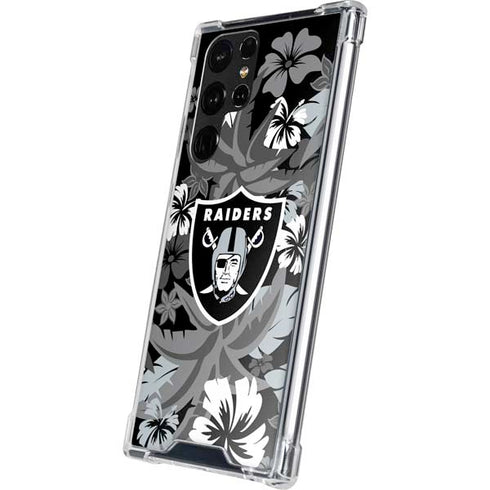 NFL Las Vegas Raiders Tropical Print Galaxy S22 Ultra Clear Case