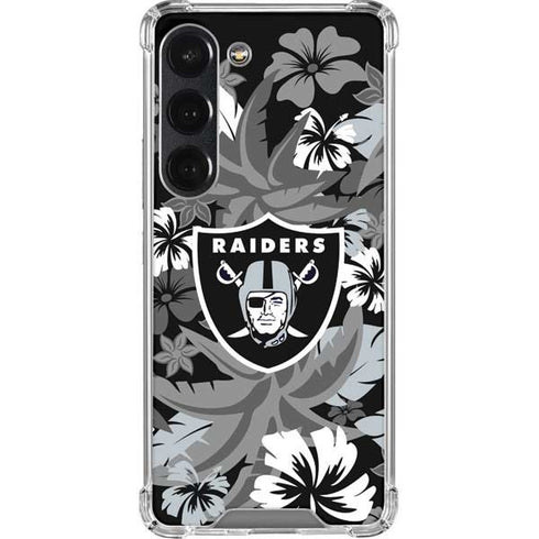 NFL Las Vegas Raiders Tropical Print Galaxy S23 Clear Case