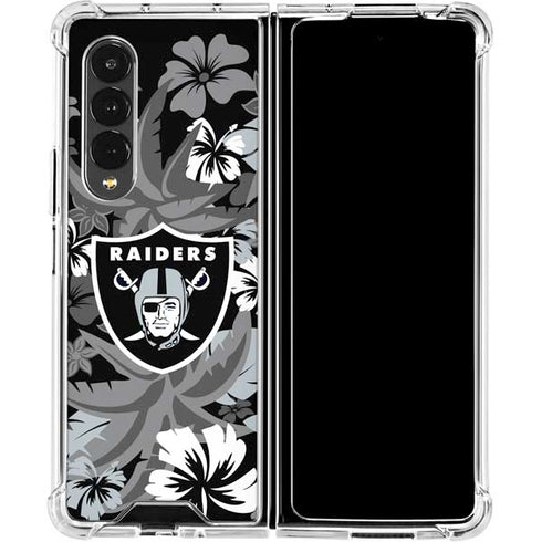 NFL Las Vegas Raiders Tropical Print Galaxy Z Fold4 5G Clear Case