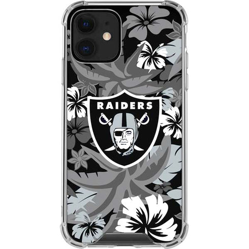 NFL Las Vegas Raiders Tropical Print iPhone 12 Clear Case