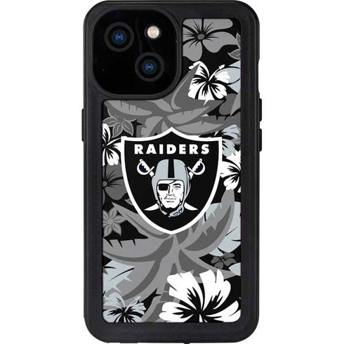 NFL Las Vegas Raiders Tropical Print iPhone 13 Mini Waterproof Case