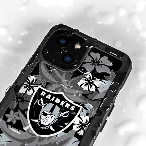 NFL Las Vegas Raiders Tropical Print iPhone 13 Mini Waterproof Case