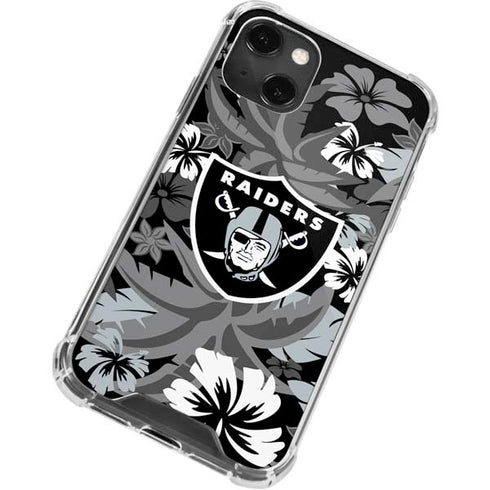 NFL Las Vegas Raiders Tropical Print iPhone 15 Plus Clear Case