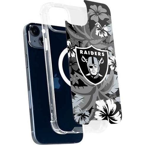 NFL Las Vegas Raiders Tropical Print iPhone 14 Plus MagSafe Case