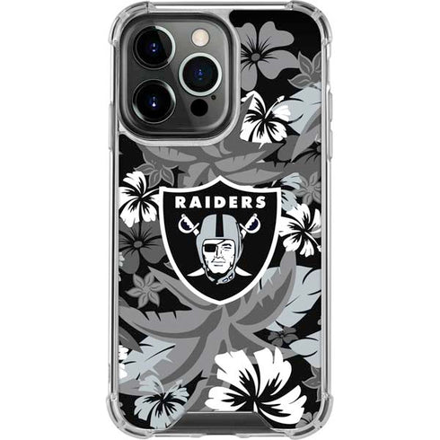 NFL Las Vegas Raiders Tropical Print iPhone 15 Pro Clear Case