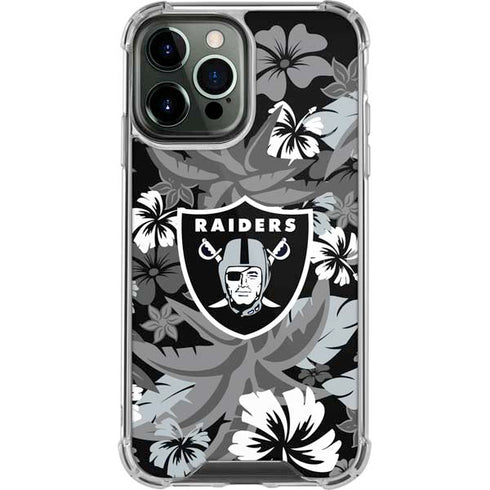 NFL Las Vegas Raiders Tropical Print iPhone 14 Pro Max Clear Case