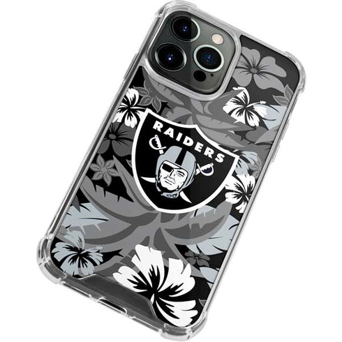 NFL Las Vegas Raiders Tropical Print iPhone 15 Pro Max Clear Case