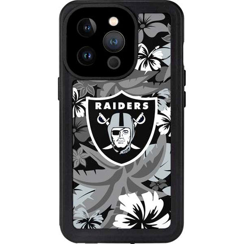 NFL Las Vegas Raiders Tropical Print iPhone 14 Pro Waterproof Case