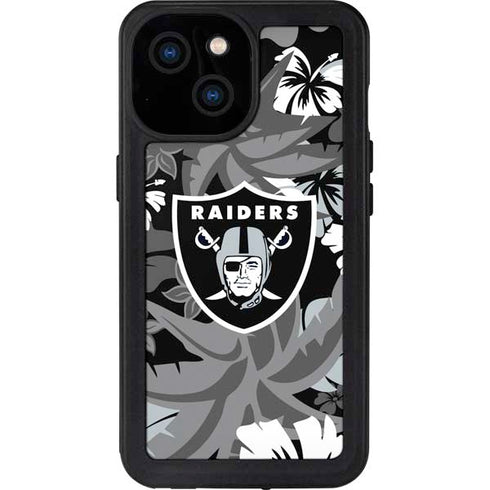 NFL Las Vegas Raiders Tropical Print iPhone 15 Waterproof Case