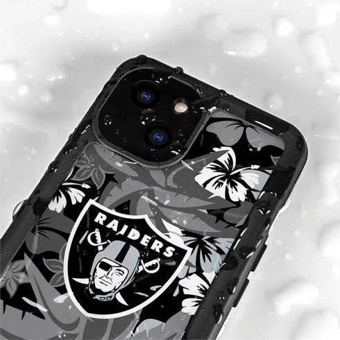 NFL Las Vegas Raiders Tropical Print iPhone 15 Waterproof Case